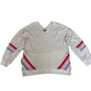 Wit & Wisdom/Democracy Gray and Rainbow V-Neck Sweatshirt - Size XL